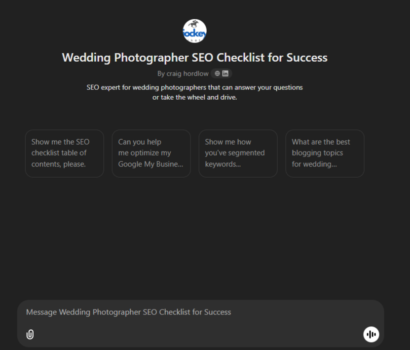 wedding photographer SEO GPT